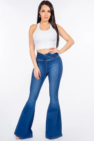 High Waist Pull On Flare Jeans - Jeans - American Bazi - Jeans & Denim