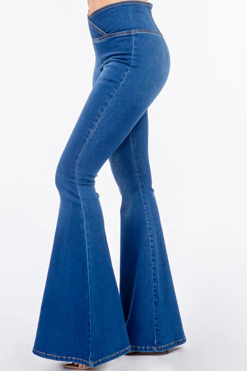 High Waist Pull On Flare Jeans - Jeans - American Bazi - Jeans & Denim