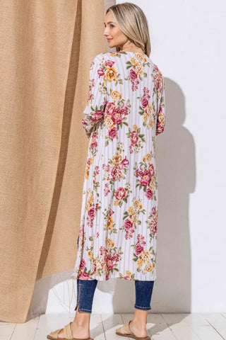 Floral Kimono Open Front Longline Cardigan - Cardigan - And The Why - Outerwear