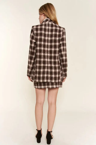 Full Size Plaid Brushed One Button Blazer - Blazer - And The Why - Winter Collection