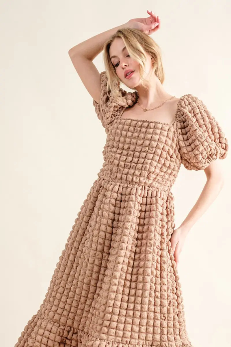 Full Size Square Neck Puff Sleeve Dress - And The Why - Dresses