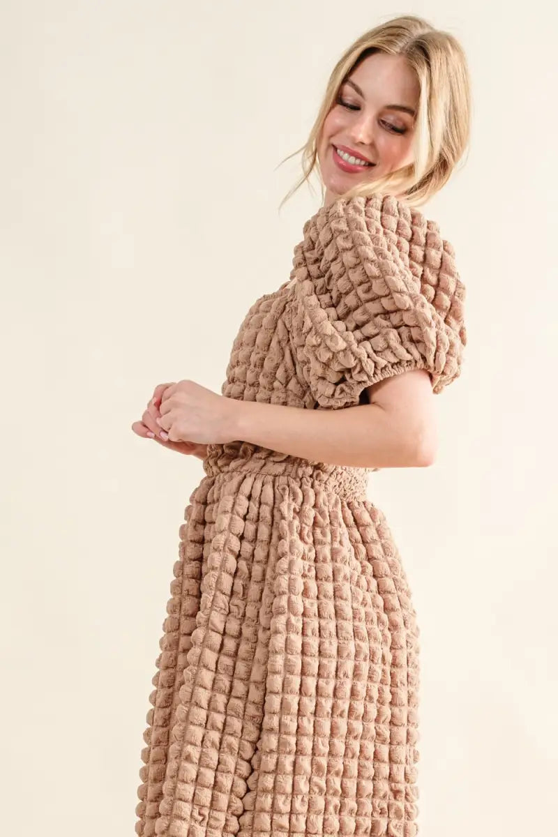 Full Size Square Neck Puff Sleeve Dress - And The Why - Dresses