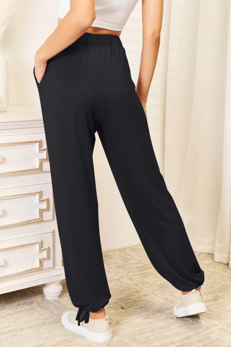 Full Size Soft Rayon Drawstring Waist Pants with Pockets - Pants - Basic Bae - Bottoms