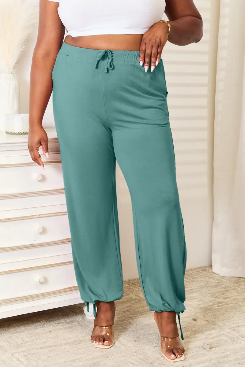 Full Size Soft Rayon Drawstring Waist Pants with Pockets - Pants - Basic Bae - Bottoms