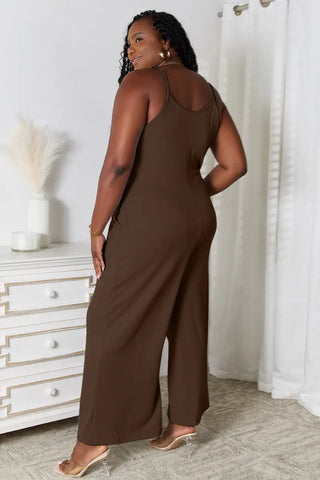 Full Size Spaghetti Strap V-Neck Jumpsuit - Jumpsuit - Basic Bae - Jumpsuits & Rompers