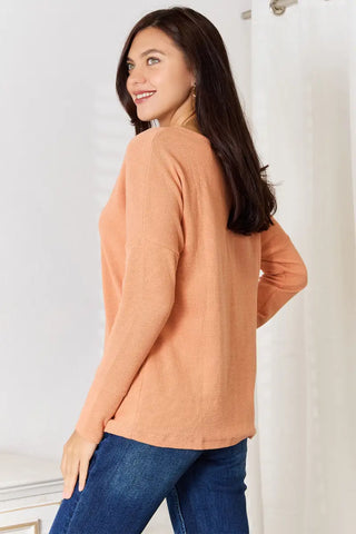 Half Button Long Sleeve Top - Sweatshirt - Basic Bae - Tops