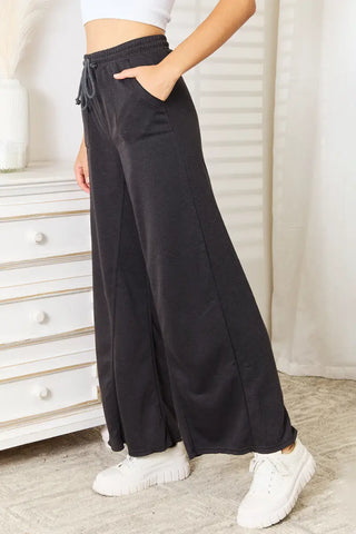 Wide Leg Pocketed Pants - Pants - Basic Bae - Bottoms