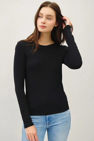 Black / S - Round Neck Long Sleeve T-Shirt - Sweatshirt - Be Cool - Tops