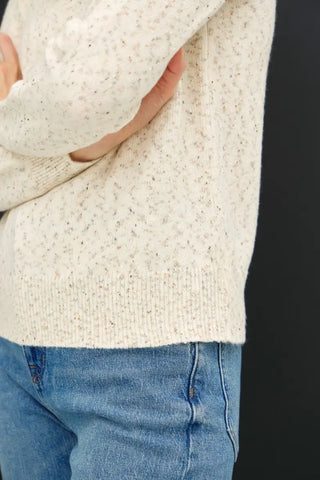 Heathered Round Neck Long Sleeve Sweater - Sweater - Be Cool - Tops