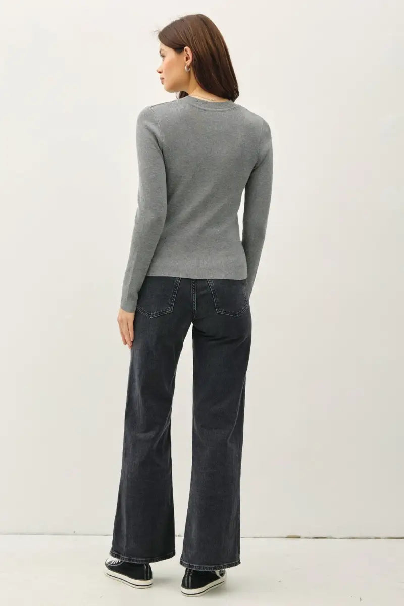 Round Neck Long Sleeve Ribbed Sweater - Sweater - Be Cool - Winter Collection