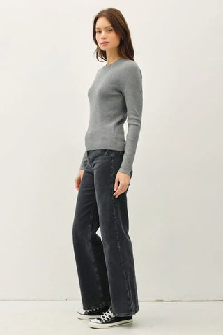 Round Neck Long Sleeve Ribbed Sweater - Sweater - Be Cool - Winter Collection