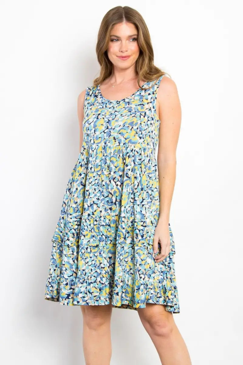 Full Size Print Wrinkle Free Ruffled Dress - Dress - BE Stage - Dresses