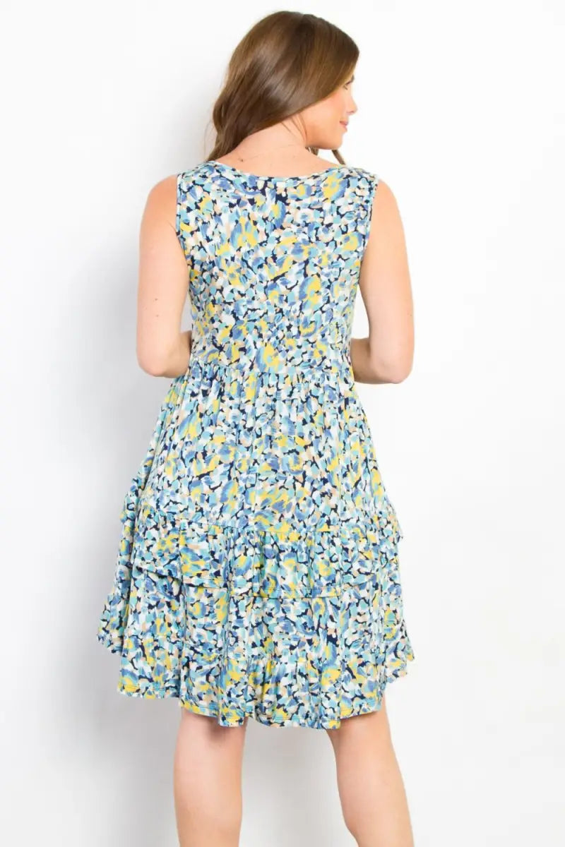 Full Size Print Wrinkle Free Ruffled Dress - Dress - BE Stage - Dresses