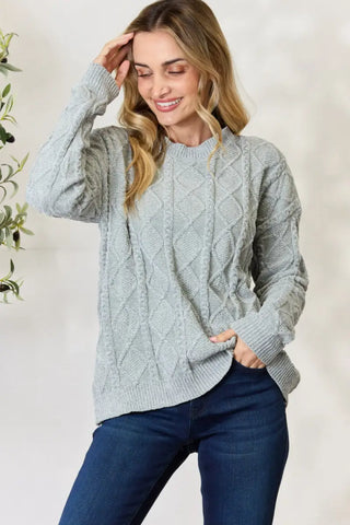 BiBi Cable Knit Round Neck Sweater - Sweater - BiBi - Latest Products