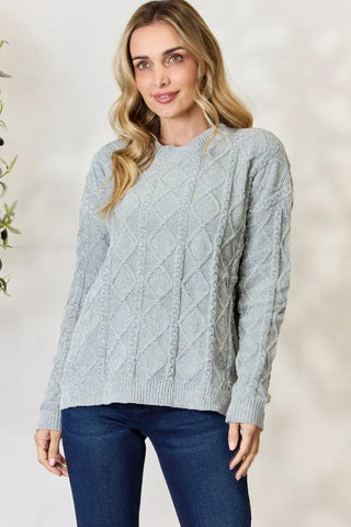 BiBi Cable Knit Round Neck Sweater - Sweater - BiBi - Latest Products