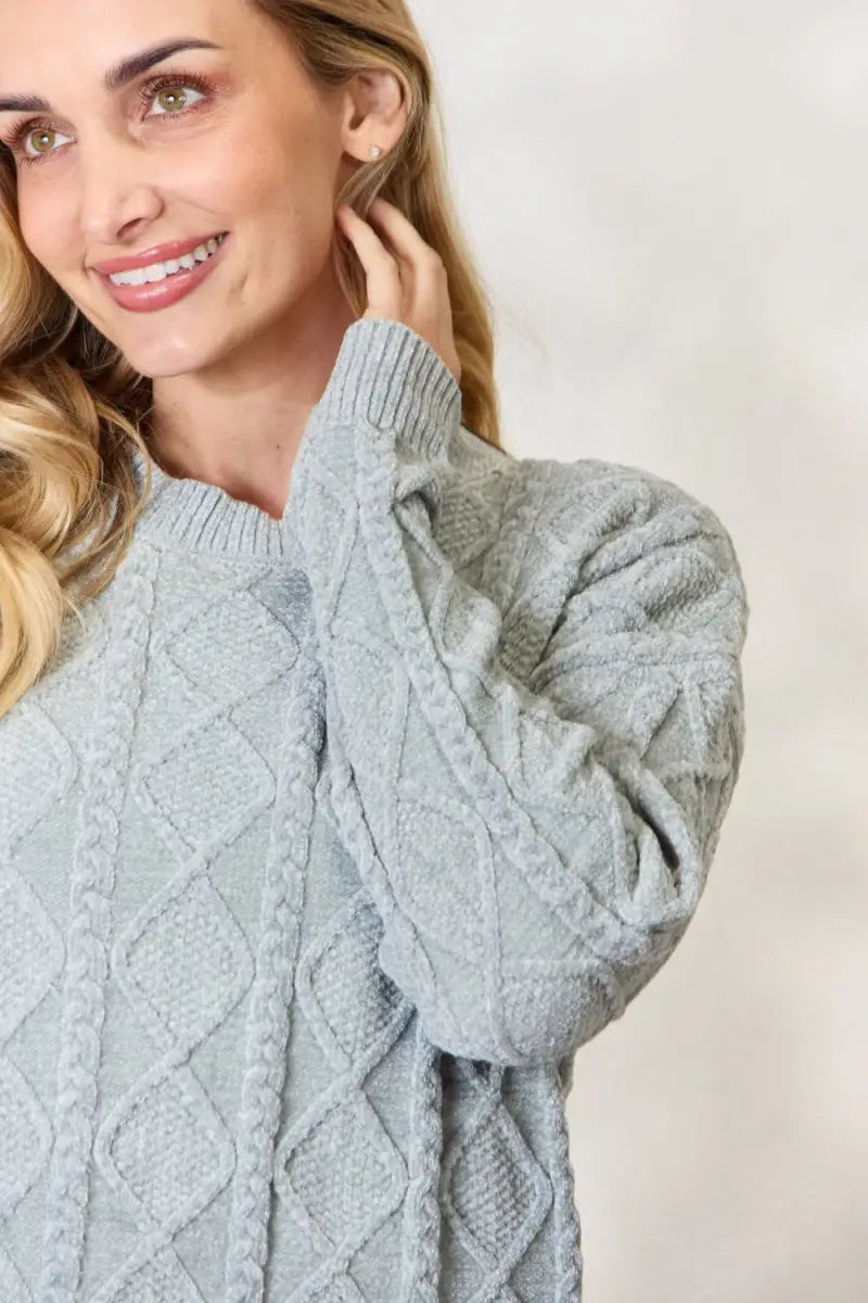 BiBi Cable Knit Round Neck Sweater - Sweater - BiBi - Latest Products