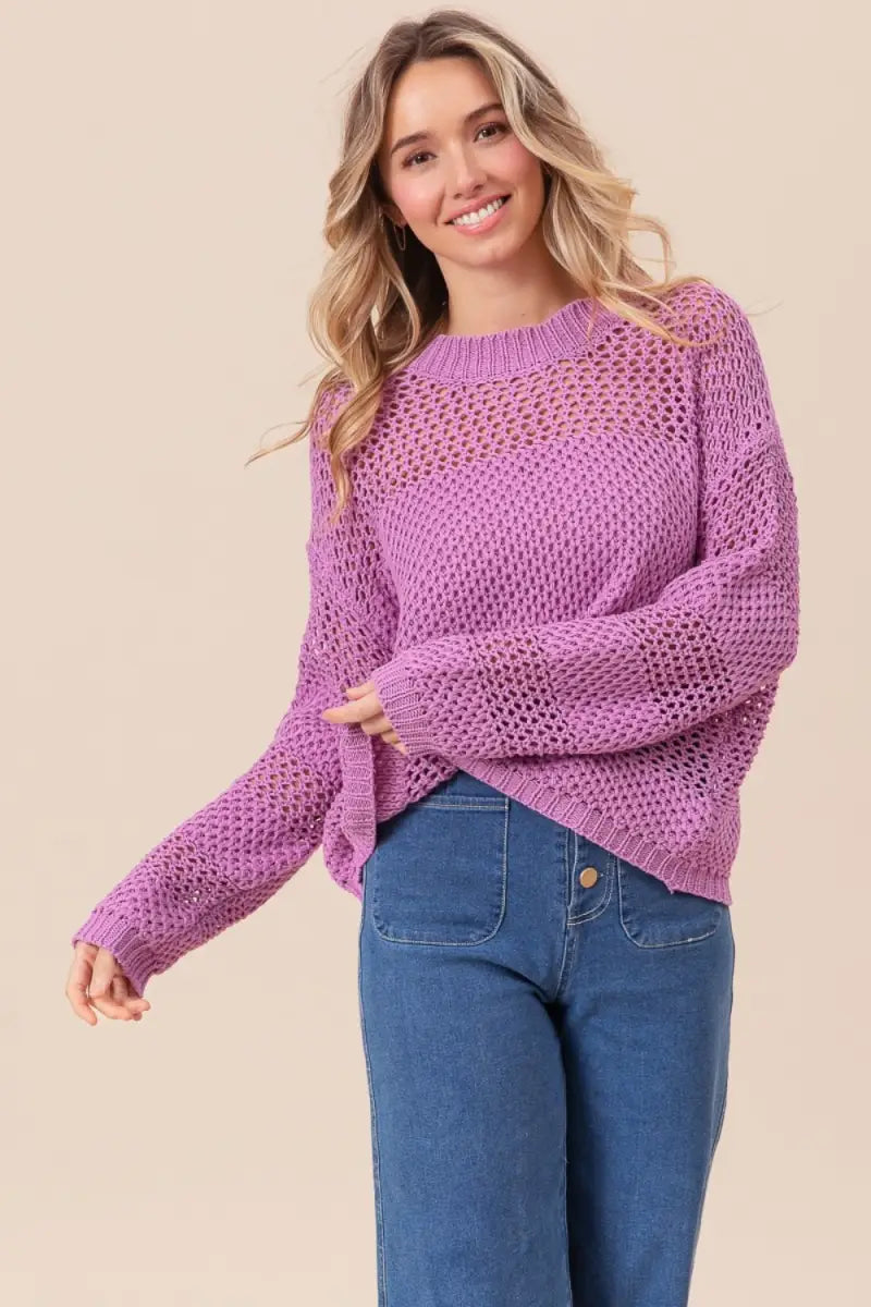 Openwork Long Sleeve Knit Top - Sweater - BiBi - Winter Collection