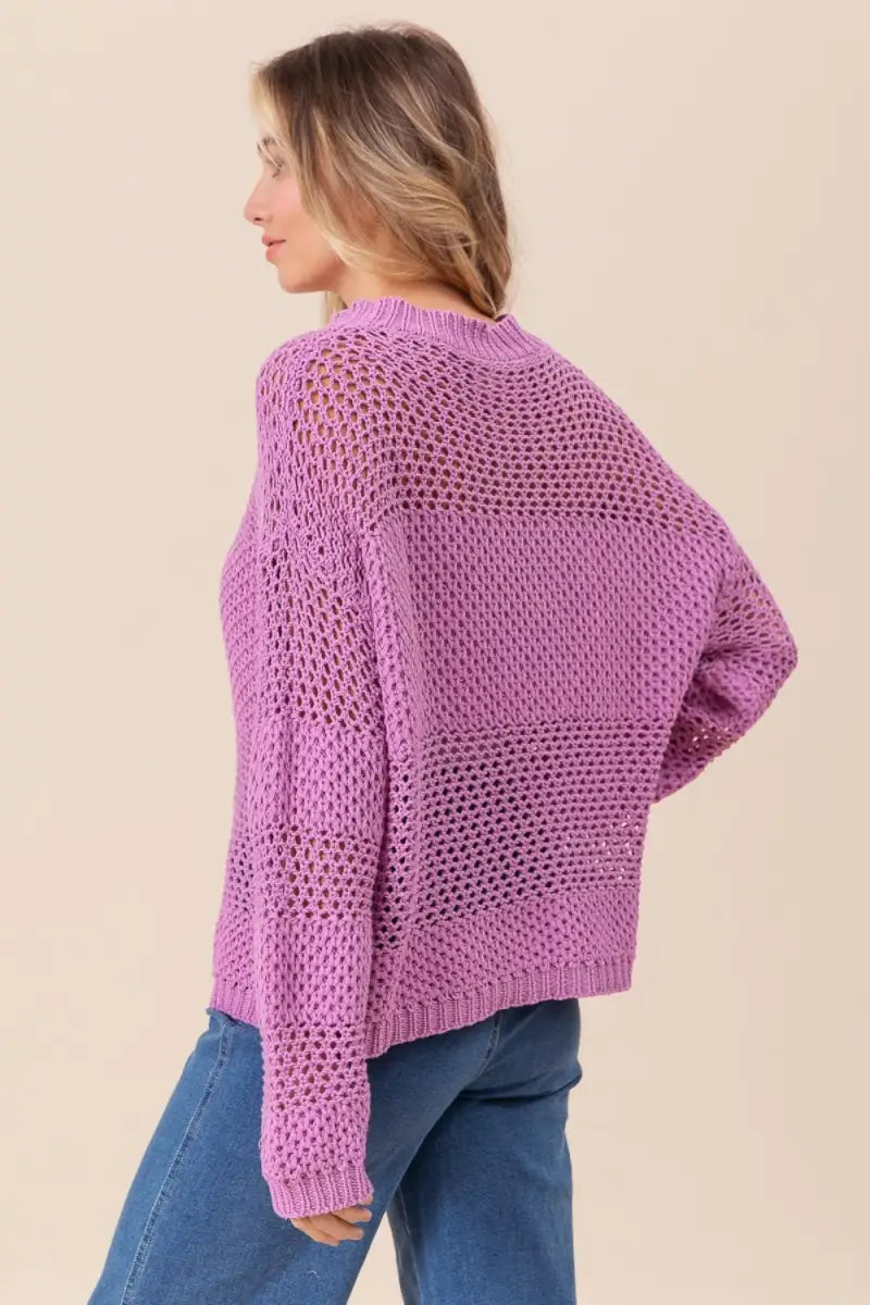 Openwork Long Sleeve Knit Top - Sweater - BiBi - Winter Collection