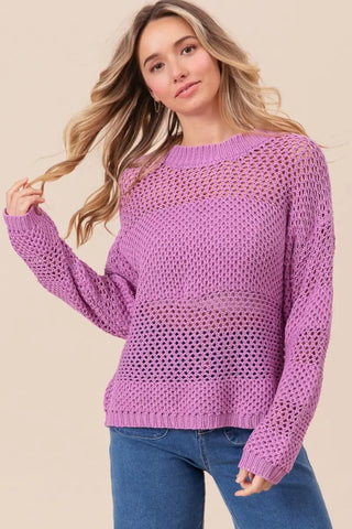 Openwork Long Sleeve Knit Top - Sweater - BiBi - Winter Collection