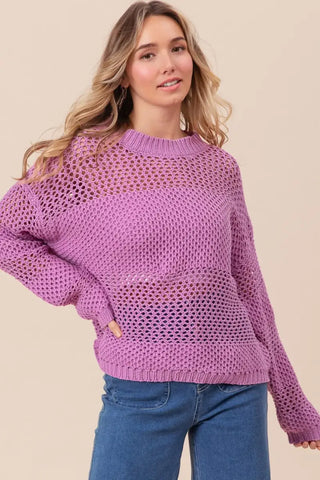 Openwork Long Sleeve Knit Top - Sweater - BiBi - Winter Collection