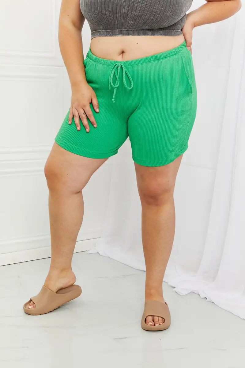 Green / S - Blumin Apparel Too Good Full Size Ribbed Shorts in Green - Short - Blumin Apparel - Bottoms