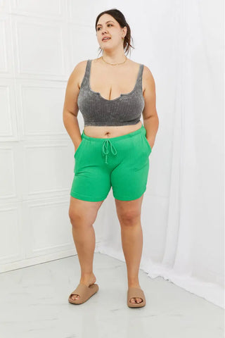 Blumin Apparel Too Good Full Size Ribbed Shorts in Green - Short - Blumin Apparel - Bottoms