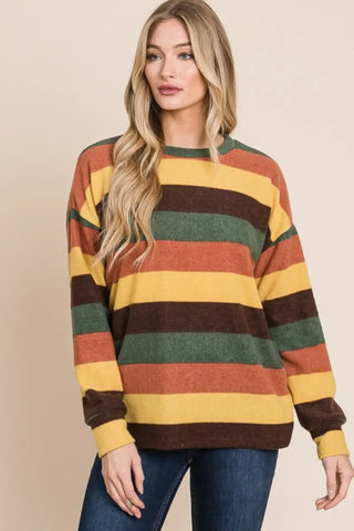 Multi-Color Striped Knit Top - Sweater - BOMBOM - Winter Collection