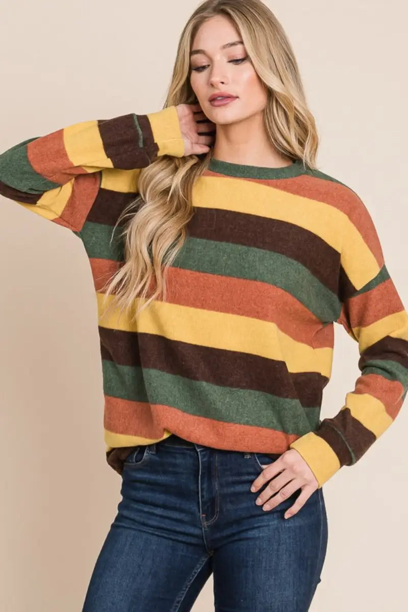 Multi-Color Striped Knit Top - Sweater - BOMBOM - Winter Collection