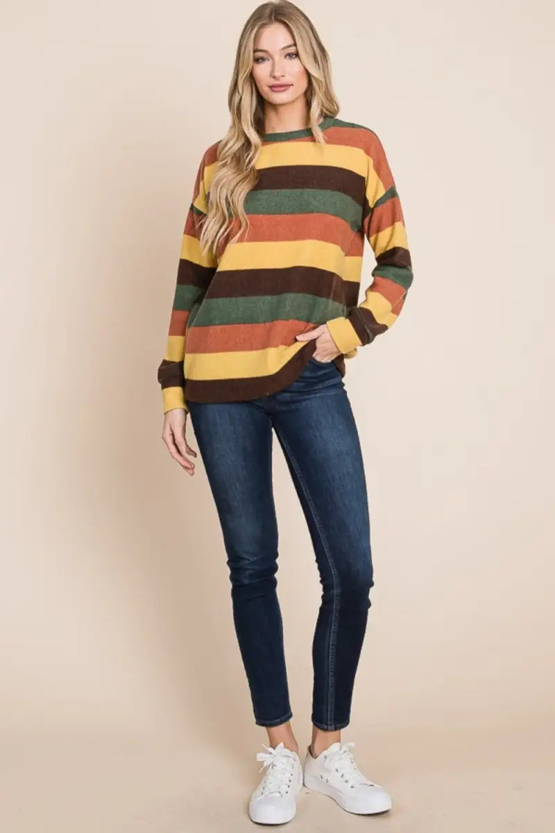 Multi-Color Striped Knit Top - Sweater - BOMBOM - Winter Collection