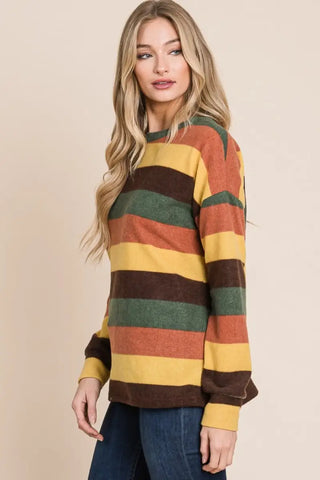 Multi-Color Striped Knit Top - Sweater - BOMBOM - Winter Collection