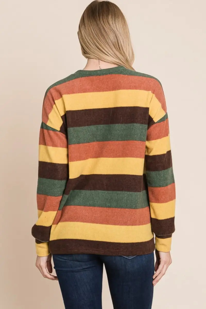 Multi-Color Striped Knit Top - Sweater - BOMBOM - Winter Collection