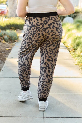 Celeste Design Full Size Leopard Contrast Sweatpants - Sweatpants - Celeste - Bottoms