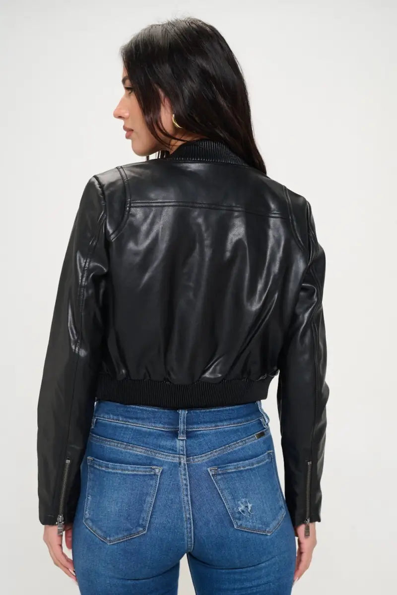 Zip Up Cropped Bomber Jacket - Jacket - Coalition LA - Winter Collection