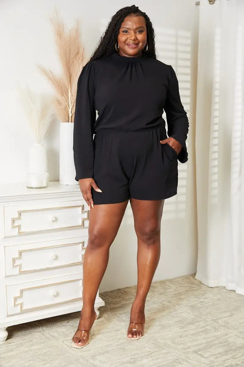 Culture Code Full Size Open Back Romper with Pockets - Romper - Culture Code - Jumpsuits & Rompers