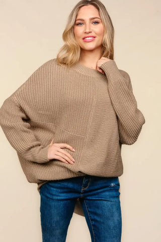 Full Size Side Slit Texture Asymmetric Sweater - Sweater - Haptics - Winter Collection