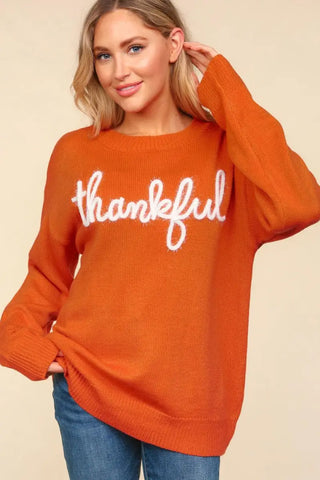 Orange / S - Full Size Metallic Glitter Embroidery Sweater - Sweater - Haptics - Winter Collection