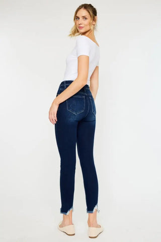 Full Size High Rise Frayed Ankle Skinny Jeans - Jeans - Kancan - Jeans & Denim