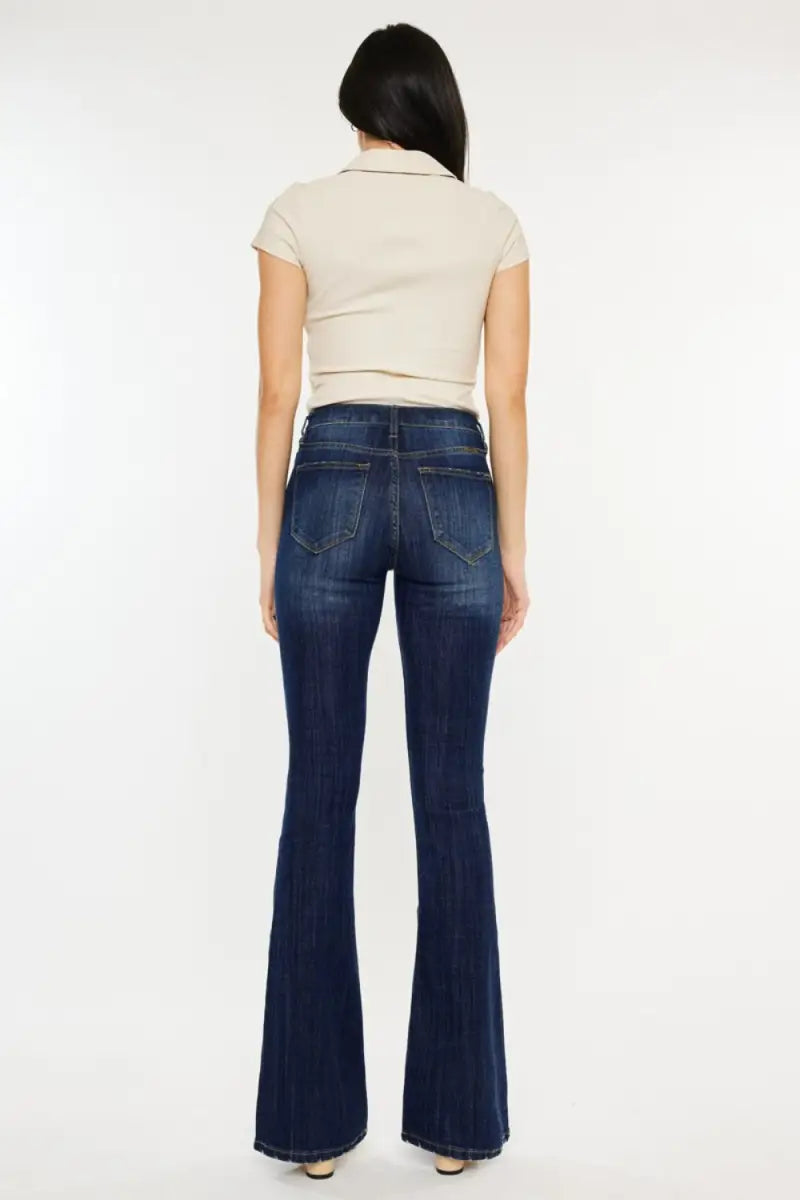 Full Size Mid Rise Slim Flare Jeans - Jeans - Kancan - Jeans & Denim