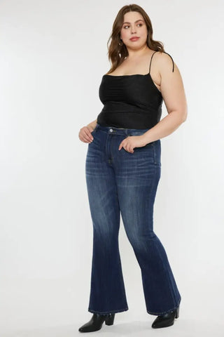 Full Size Mid Rise Slim Flare Jeans - Jeans - Kancan - Jeans & Denim