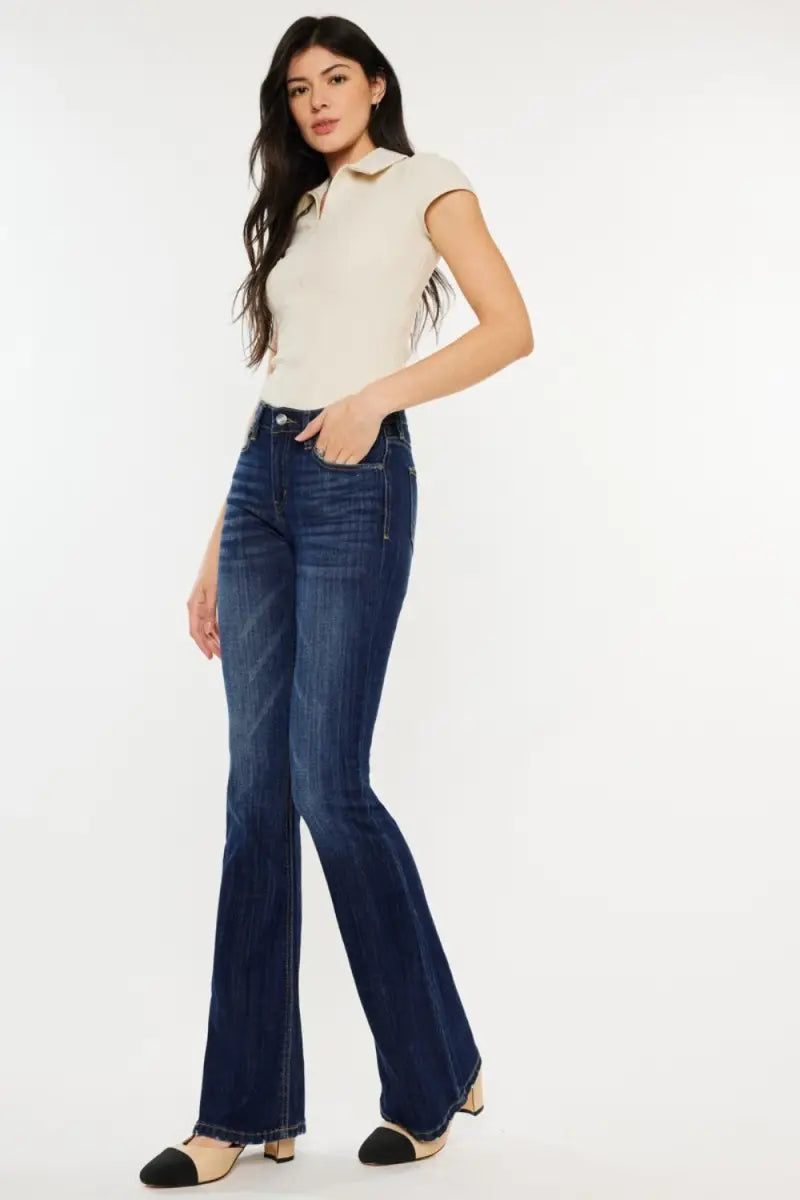 Full Size Mid Rise Slim Flare Jeans - Jeans - Kancan - Jeans & Denim