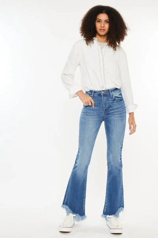 High Rise Frayed Hem Jeans - Jeans - Kancan - Jeans & Denim