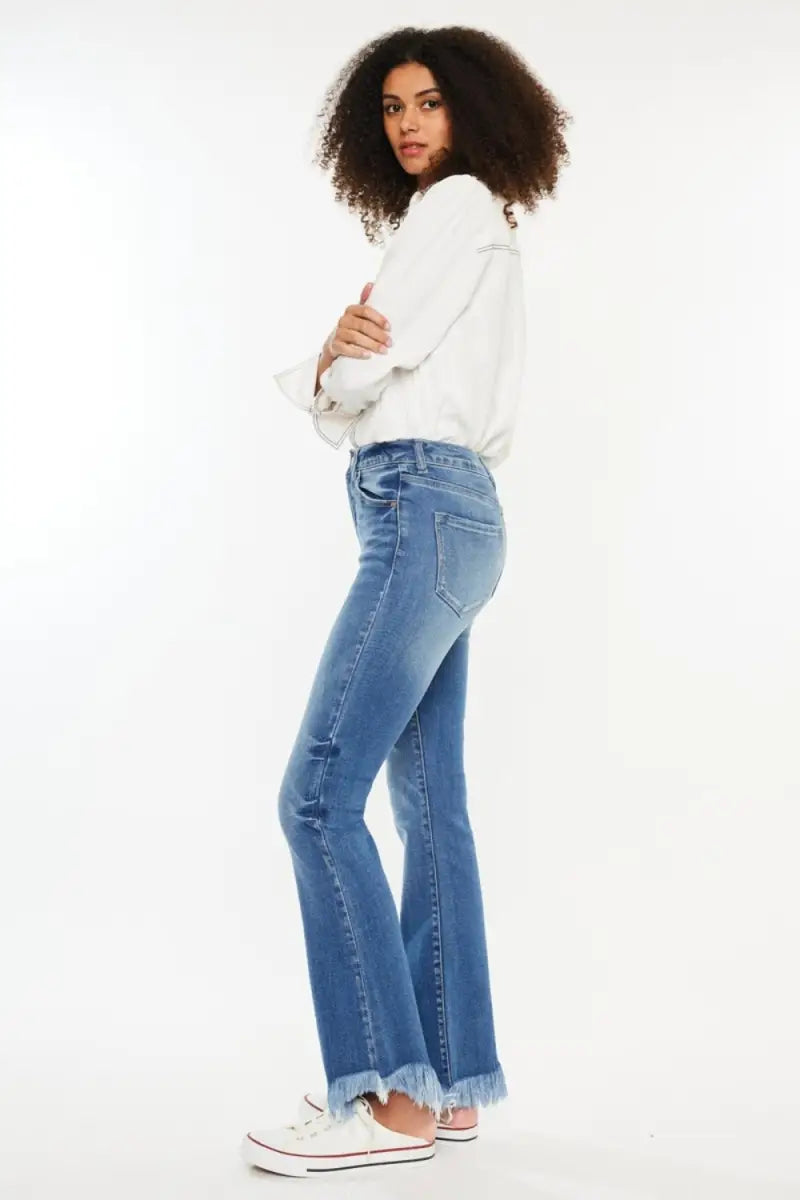 High Rise Frayed Hem Jeans - Jeans - Kancan - Jeans & Denim