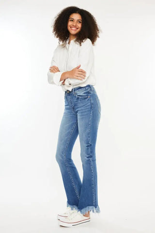 High Rise Frayed Hem Jeans - Jeans - Kancan - Jeans & Denim