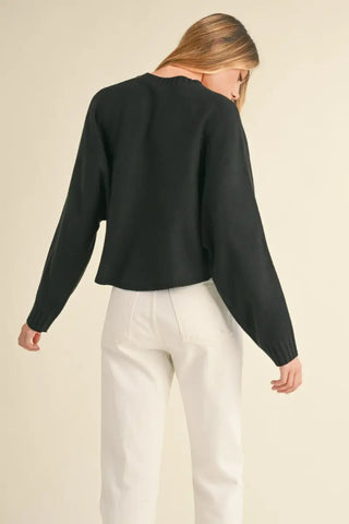 Round Neck Dolman Sleeve Cropped Sweater - Sweater - MABLE - Winter Collection