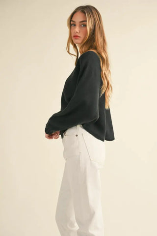 Round Neck Dolman Sleeve Cropped Sweater - Sweater - MABLE - Winter Collection