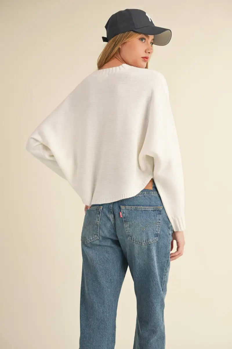 Round Neck Dolman Sleeve Cropped Sweater - Sweater - MABLE - Winter Collection