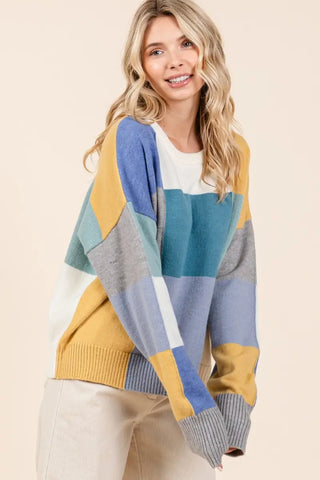 Color Block Round Neck Sweater - Sweater - Mittoshop - Winter Collection