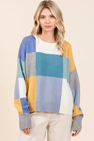 Color Block Round Neck Sweater - Sweater - Mittoshop - Winter Collection