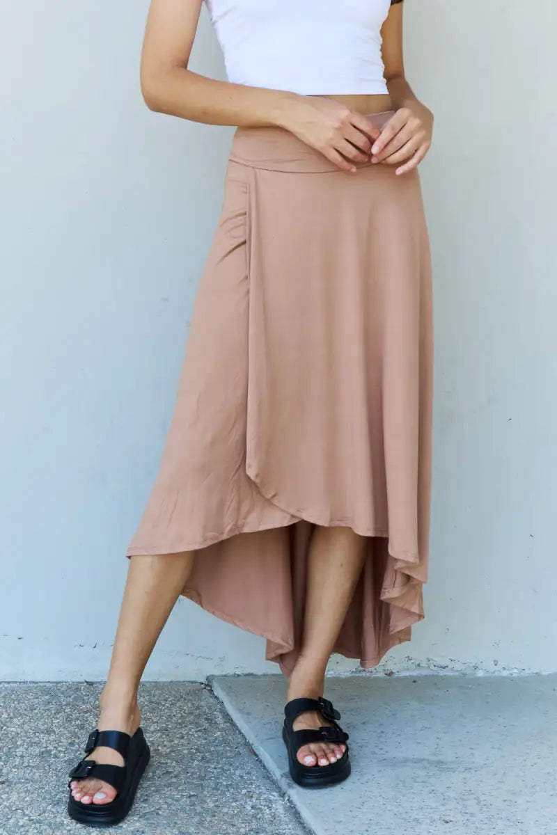 Camel / S - First Choice High Waisted Flare Maxi Skirt in Camel - Skirt - Ninexis - Bottoms