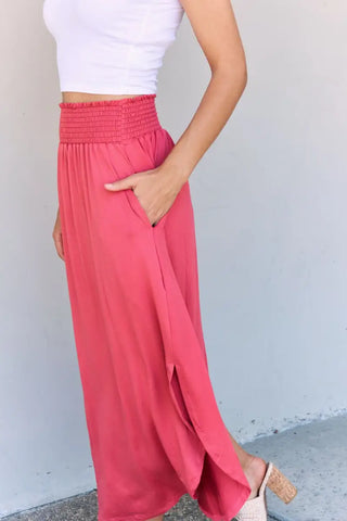 Doublju Comfort Princess Full Size High Waist Scoop Hem Maxi Skirt - Skirt - Ninexis - Bottoms